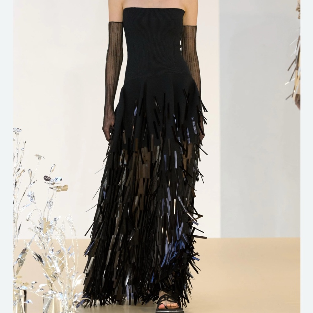 Cult Gaia Size 8 Black Strapless Embellished Anisa Dress